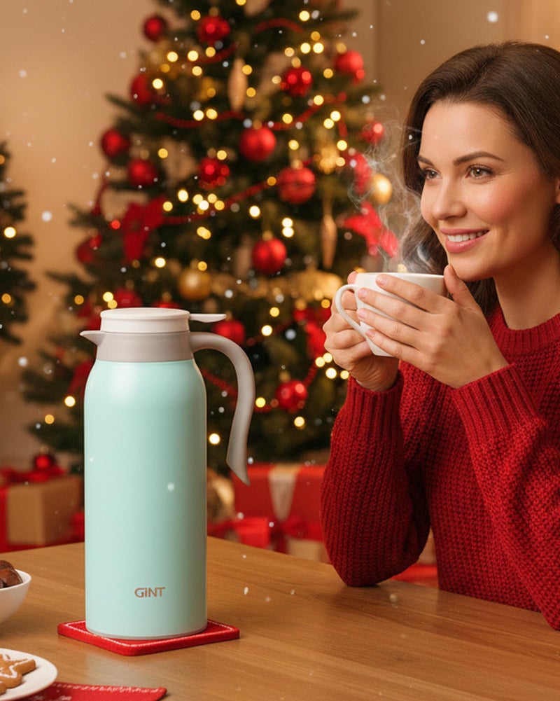 GiNT 51 Oz Stainless Steel Thermal Coffee Carafe, Double Walled Vacuum Insulated Flask, 12 Hour Heat Retention, 1.5 Liter Tea, Water, and Coffee Dispenser (Upgraded version Blue) - Image 2